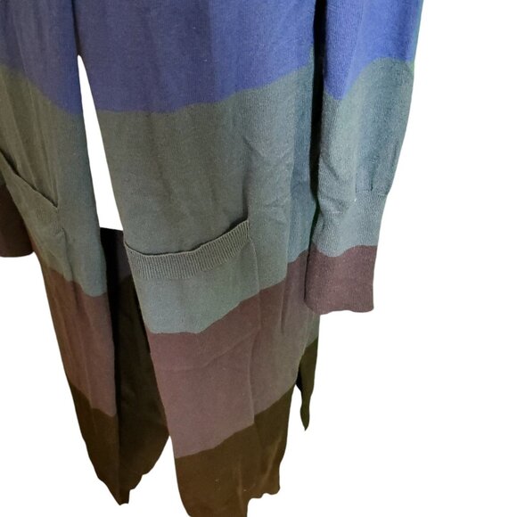 Wispr by Brodie Ocean Color Block Cardigan Cotton Silk Duster Sweater Blue Sz S - Picture 5 of 7